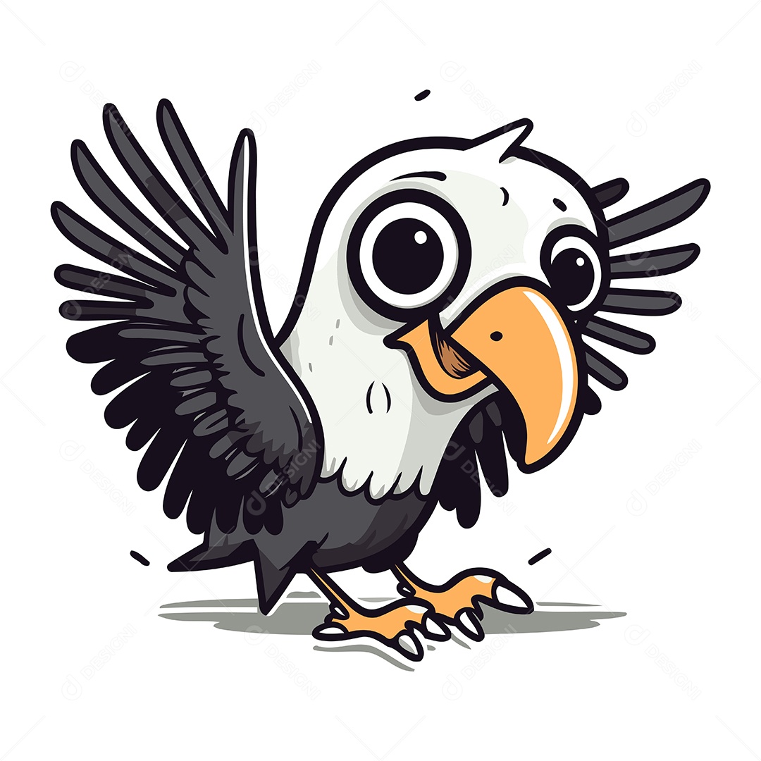 Águia Americana de Desenho Animado Ilustração Vetor EPS