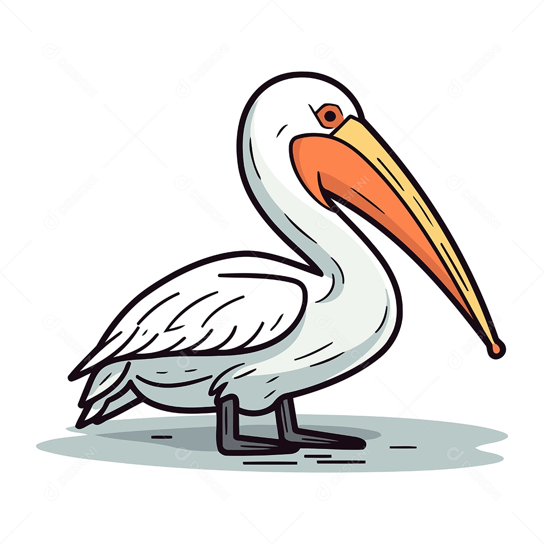 Pelicano de Desenho Animado Ilustração Vetor EPS