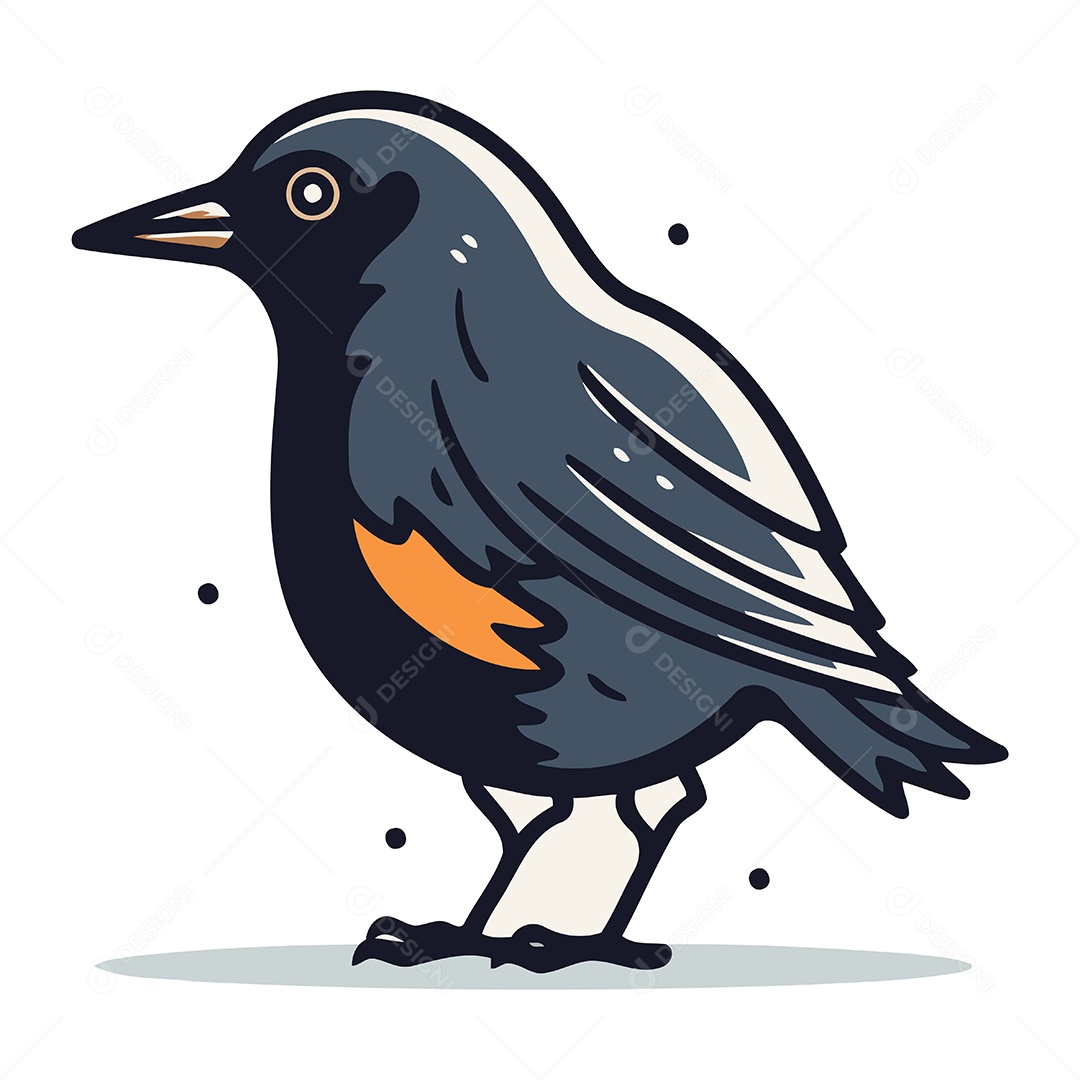 Corvo Fofo de Desenho Animado Ilustração Vetor EPS