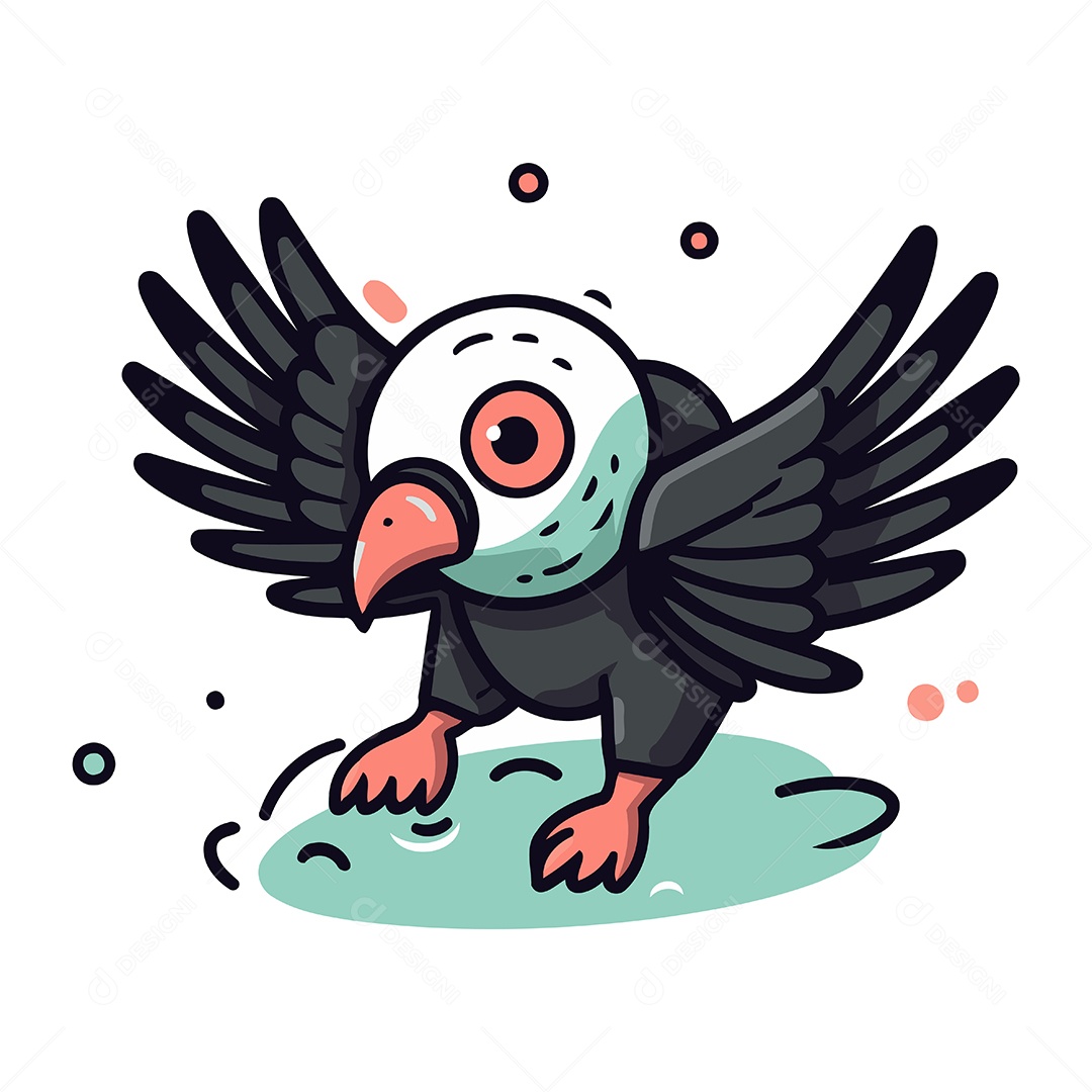 Urubu de Desenho Animado Ilustração Vetor EPS