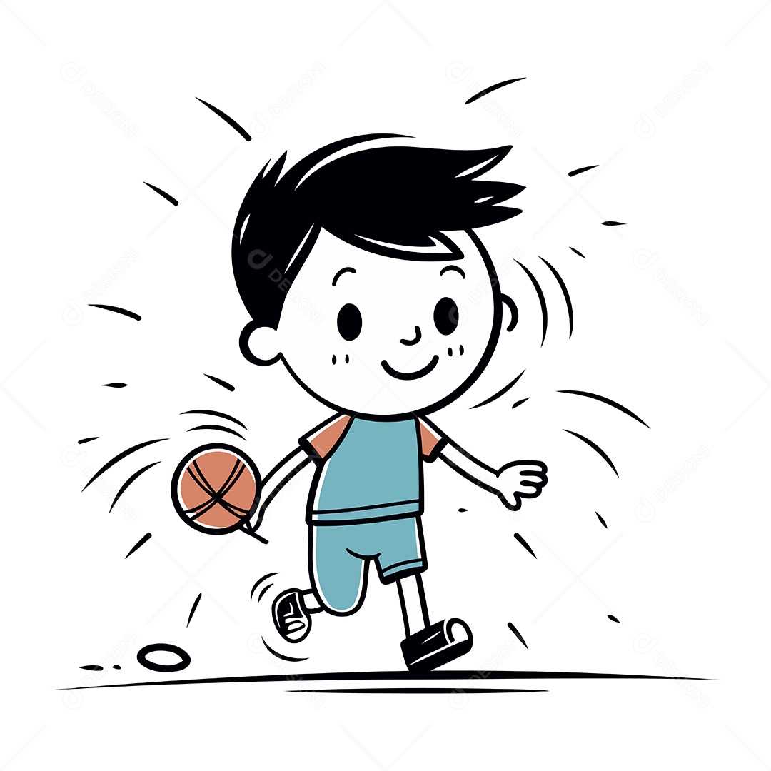 Menino Jogando Basquete Ilustração Vetor EPS
