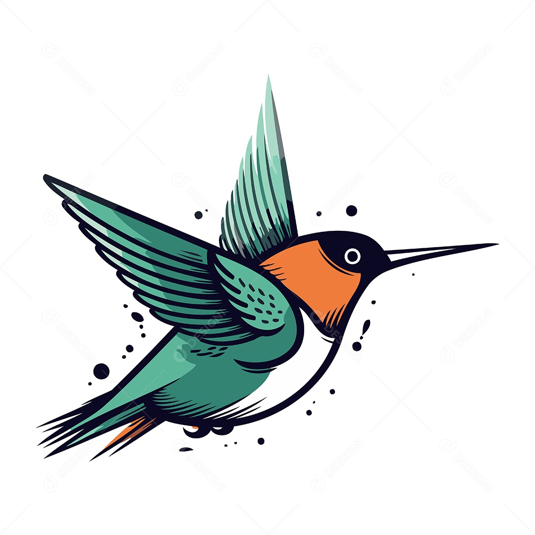 Beija Flor de Desenho Animado Ilustração Vetor EPS