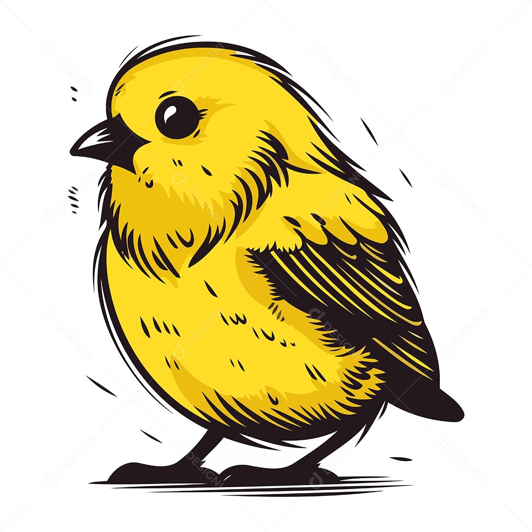 Pássaro Amarelo de Desenho Animado Ilustração Vetor EPS