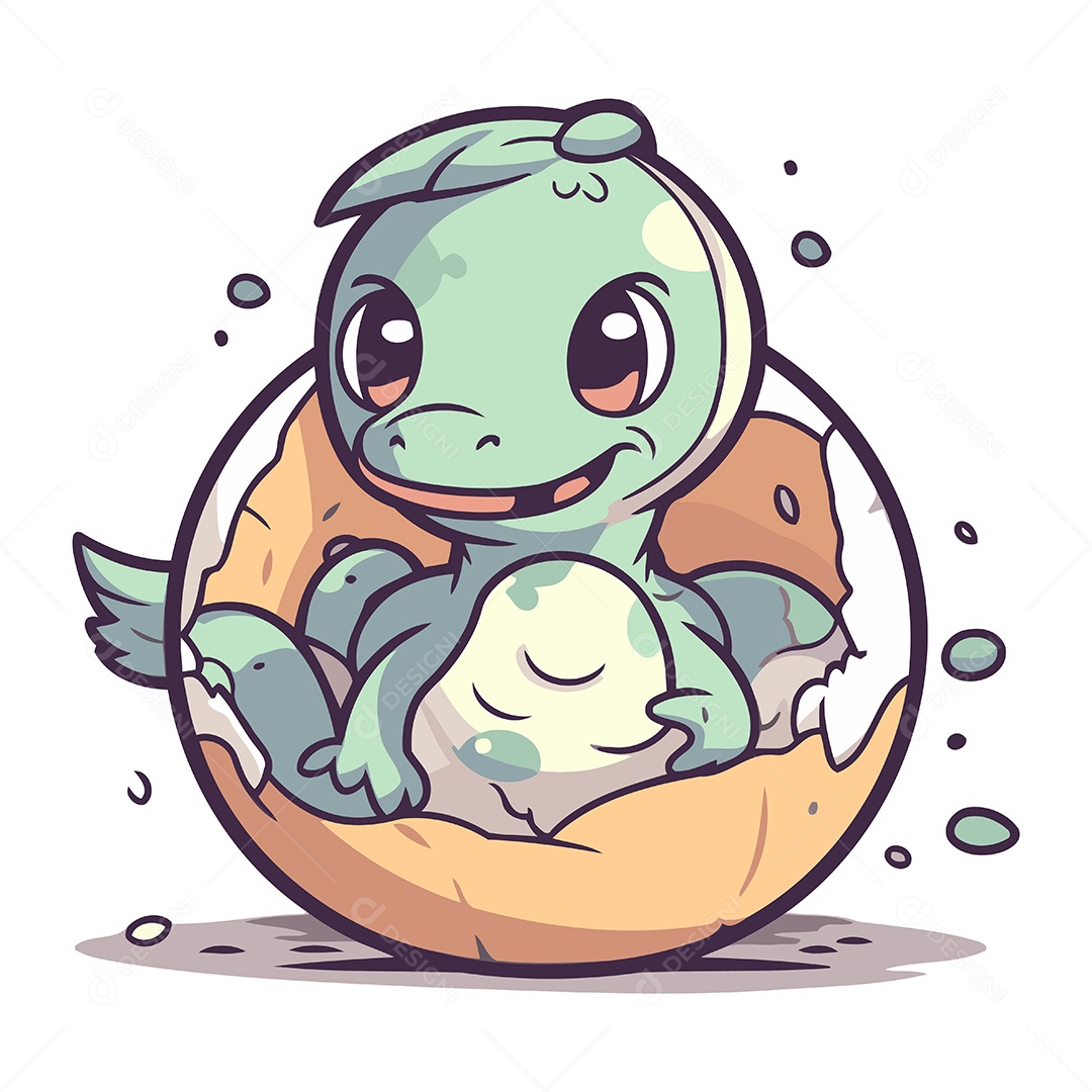 Filhote de Crocodilo Fofo no Ovo Ilustração Vetor EPS