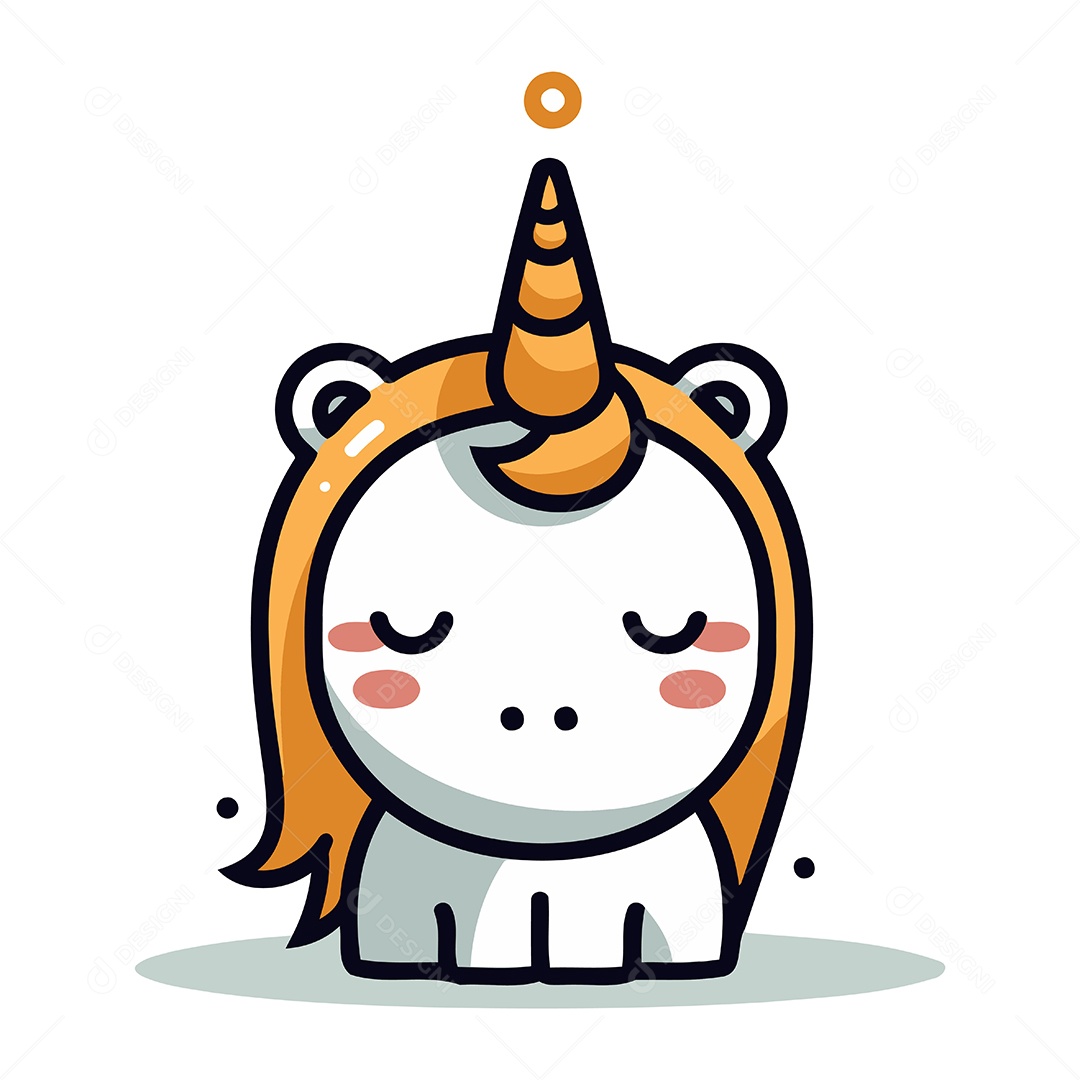 Unicórnio Fofo de Desenho Animado Ilustração Vetor EPS