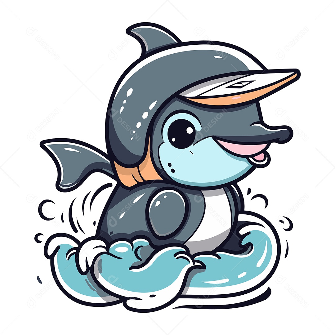 Baleia Assassina de Desenho Animado Ilustração Vetor EPS