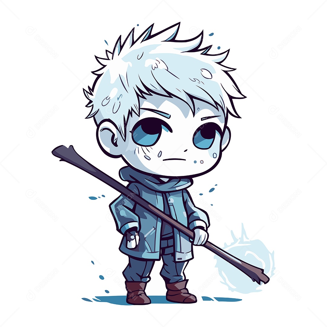 Menino Bonitinho com uma Lança na Mão Ilustração Vetor EPS