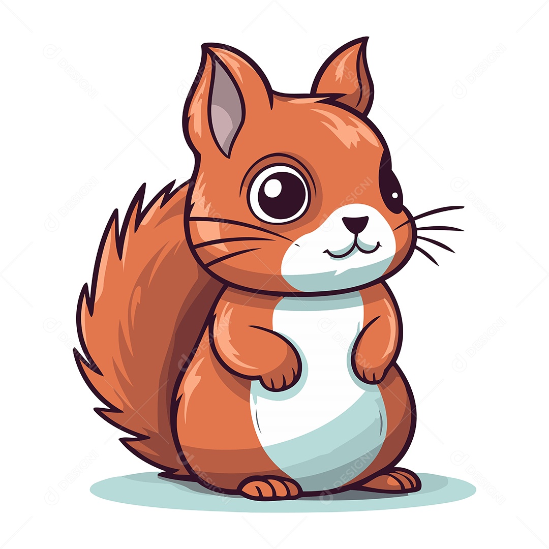 Esquilo Fofo de Desenho Animado Ilustração Vetor EPS