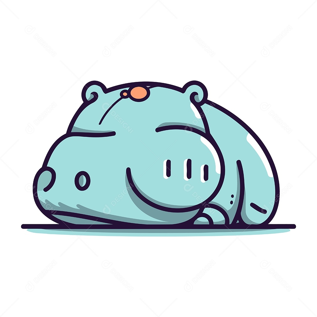 Hipopótamo de Desenho Animado Ilustração Vetor EPS