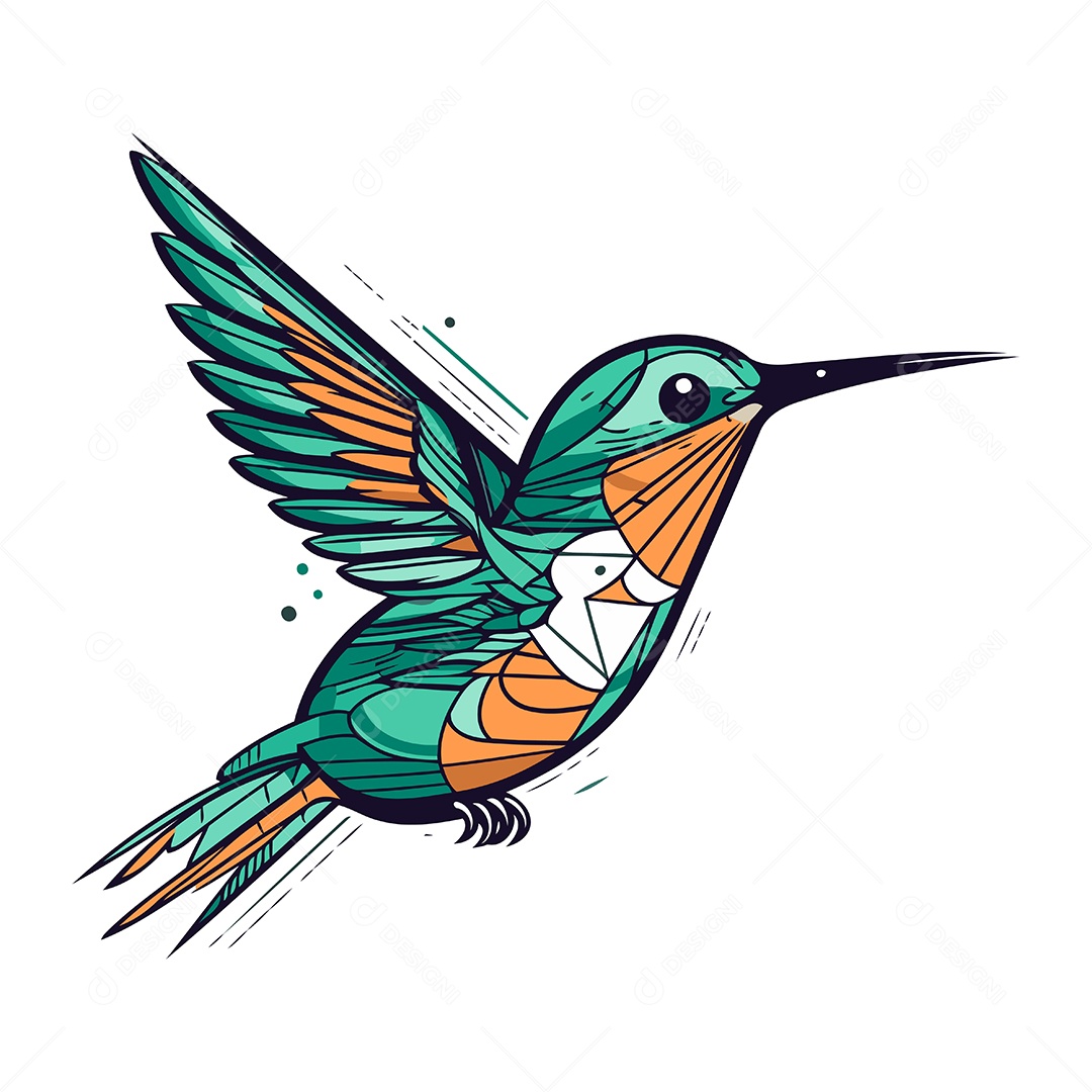 Beija Flor de Desenho Animado Ilustração Vetor EPS