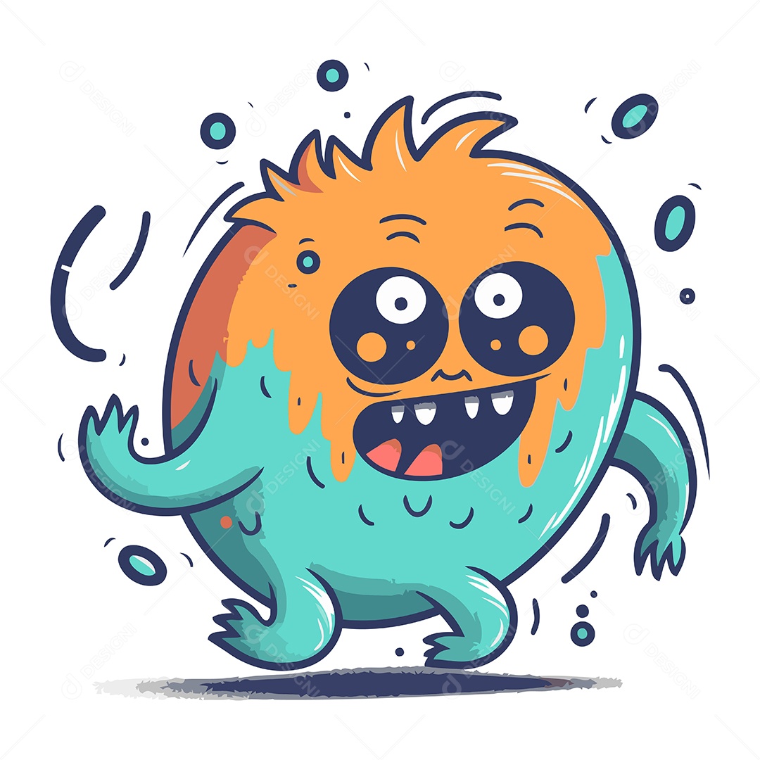 Monstro Engraçado de Desenho Animado Ilustração Vetor EPS