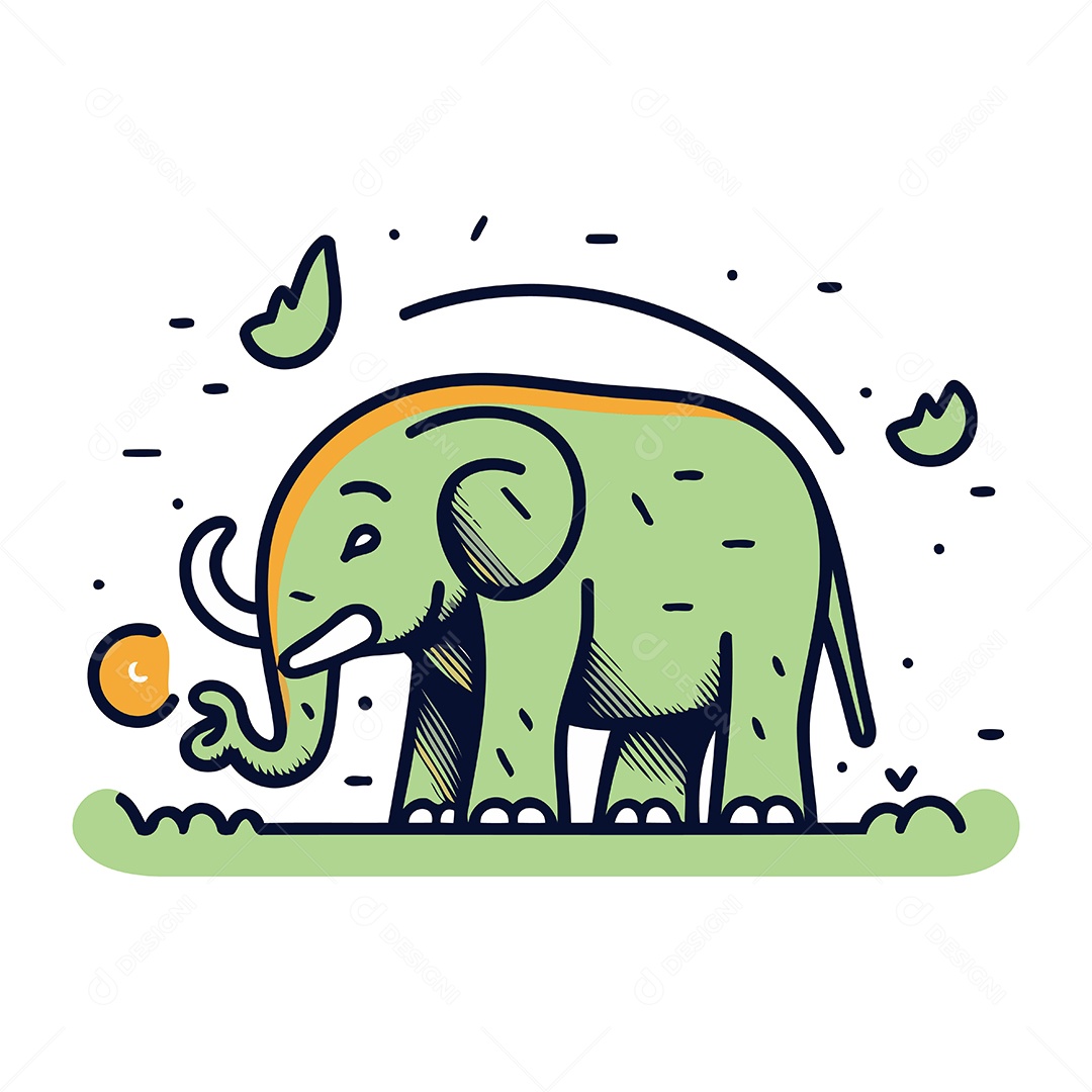 Elefante de Desenho Animado Ilustração Vetor EPS