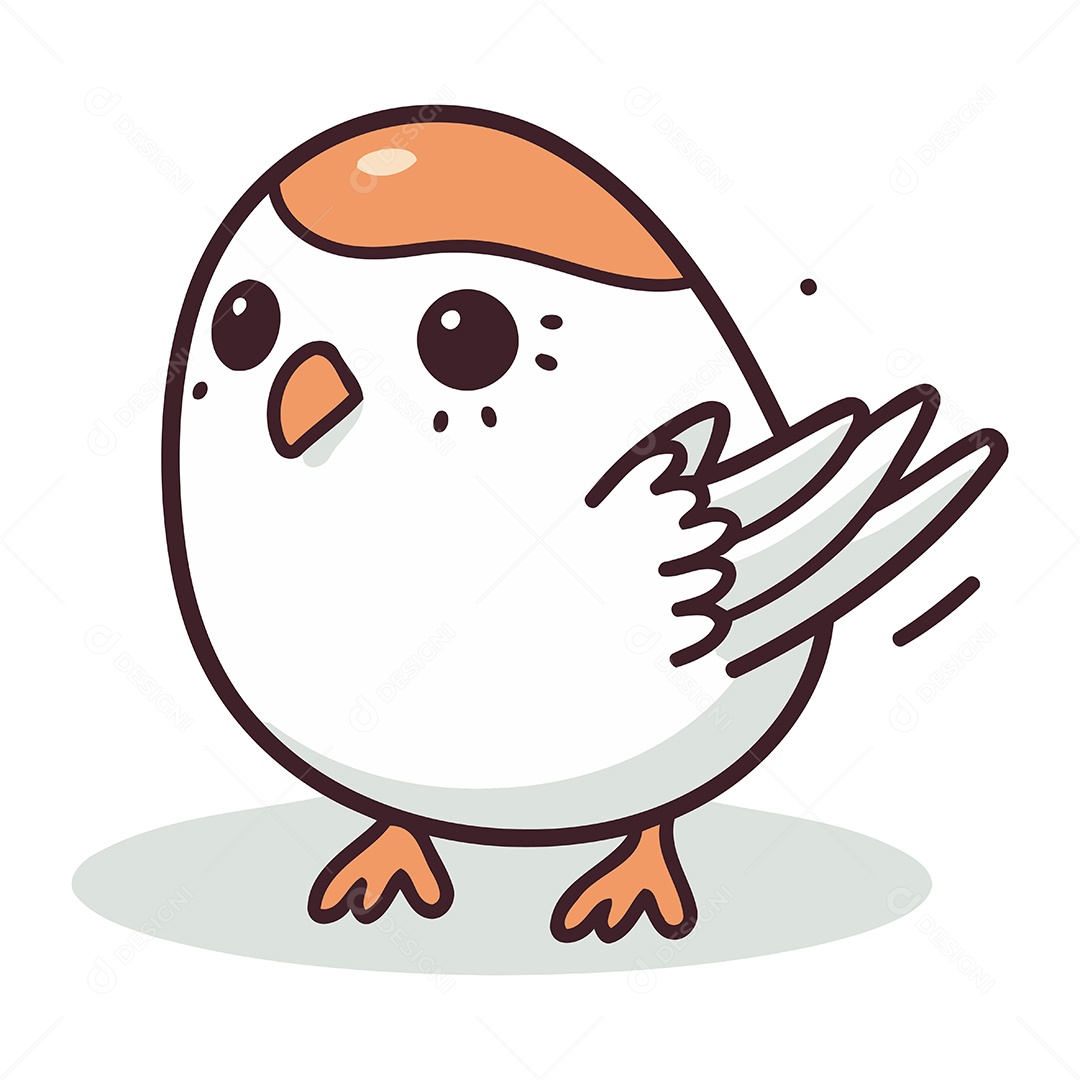 Pássaro Pequeno Bonito de Desenho Animado Ilustração Vetor EPS