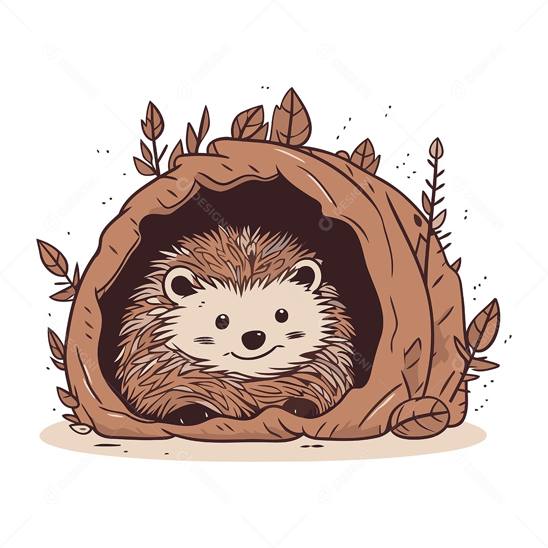 Ouriço Fofo de Desenho Animado Ilustração Vetor EPS