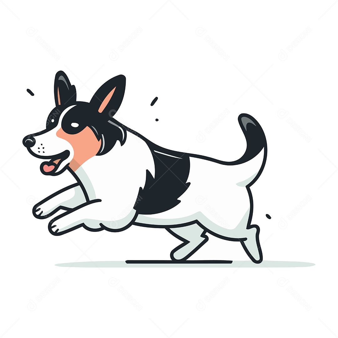 Cachorro Fofo de Desenho Animado Correndo Ilustração Vetor EPS