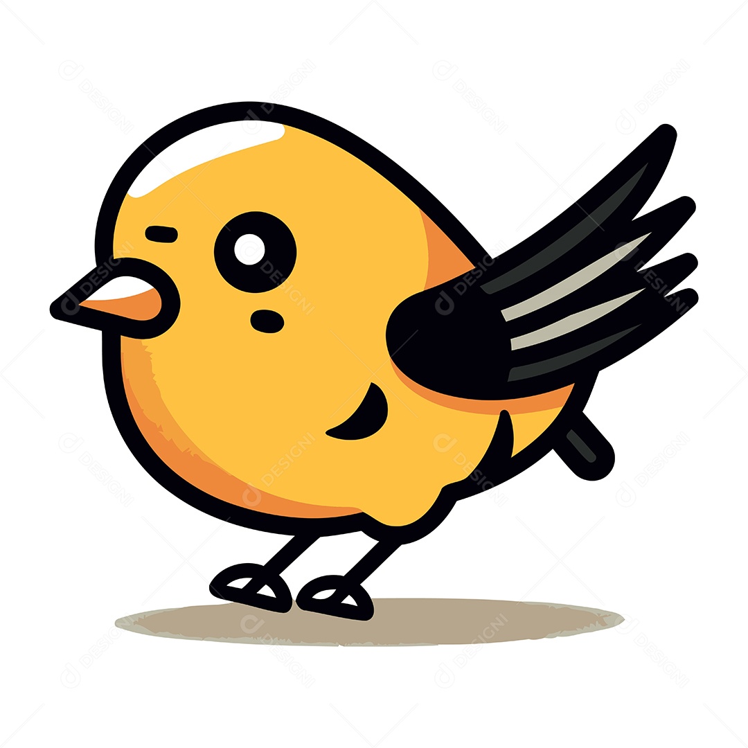 Pássaro Pequeno Bonito de Desenho Animado Ilustração Vetor EPS