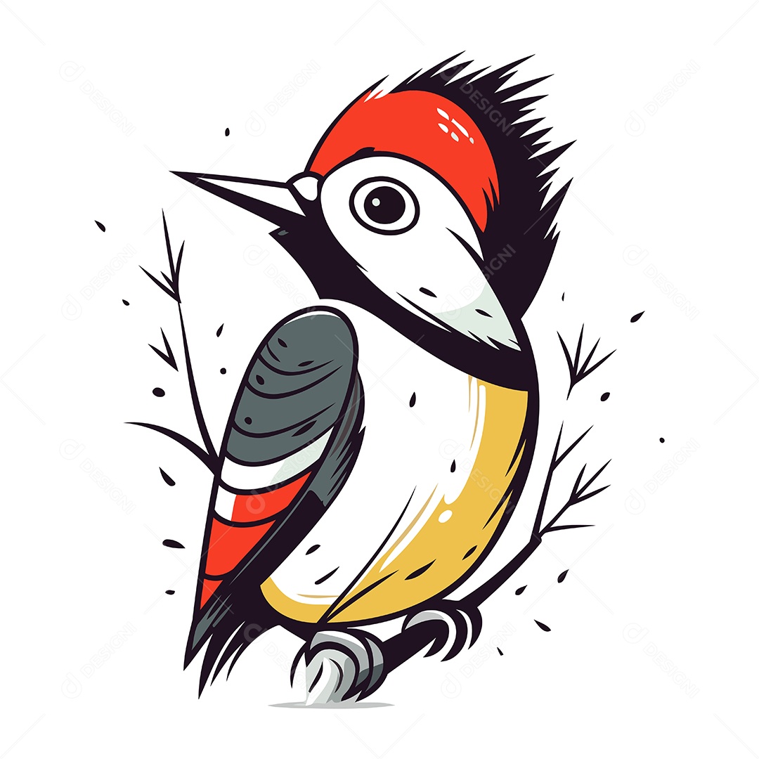 Pica Pau de Desenho Animado Ilustração Vetor EPS