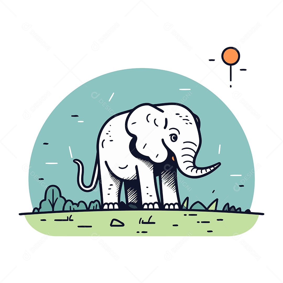 Elefante de Desenho Animado Ilustração Vetor EPS
