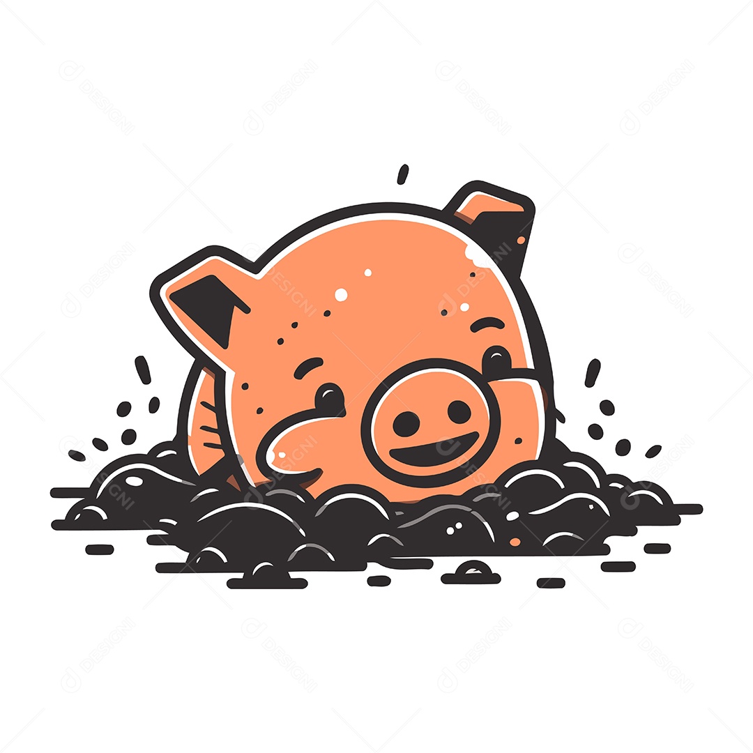 Porco de Desenho Animado Ilustração Vetor EPS