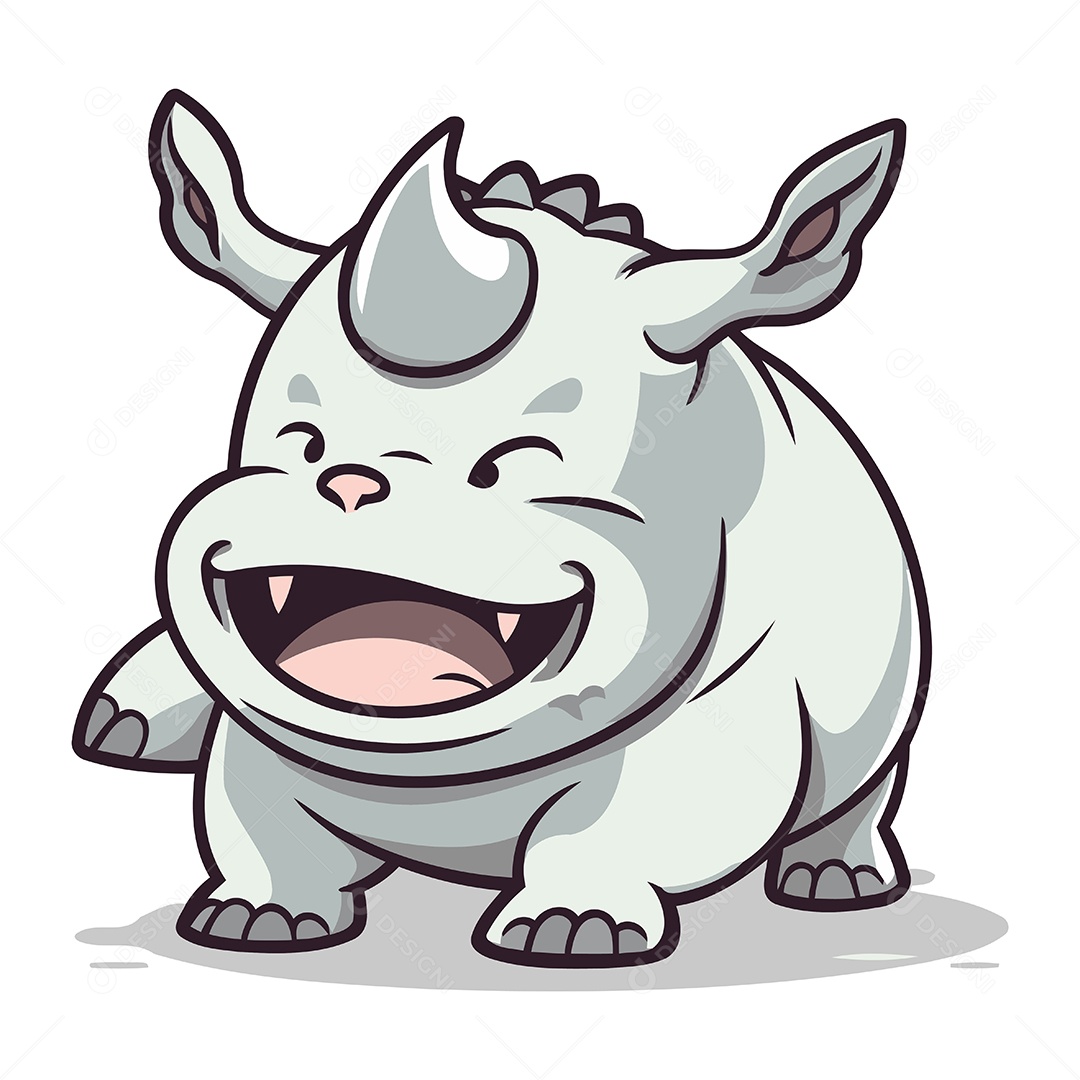 Rinoceronte de Desenho Animado Ilustração Vetor EPS