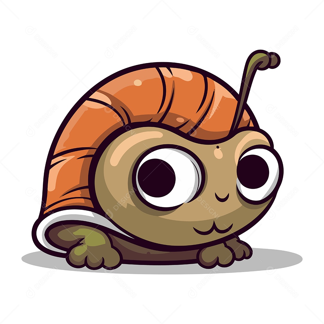 Caracol Fofo de Desenho Animado Ilustração Vetor EPS