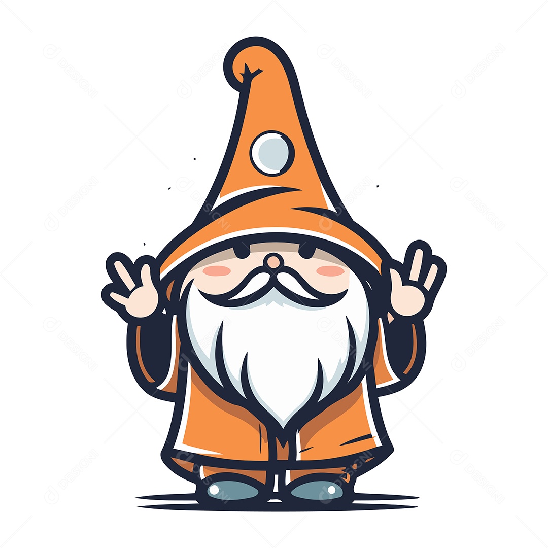 Gnomo de Desenho Animado Ilustração Vetor EPS