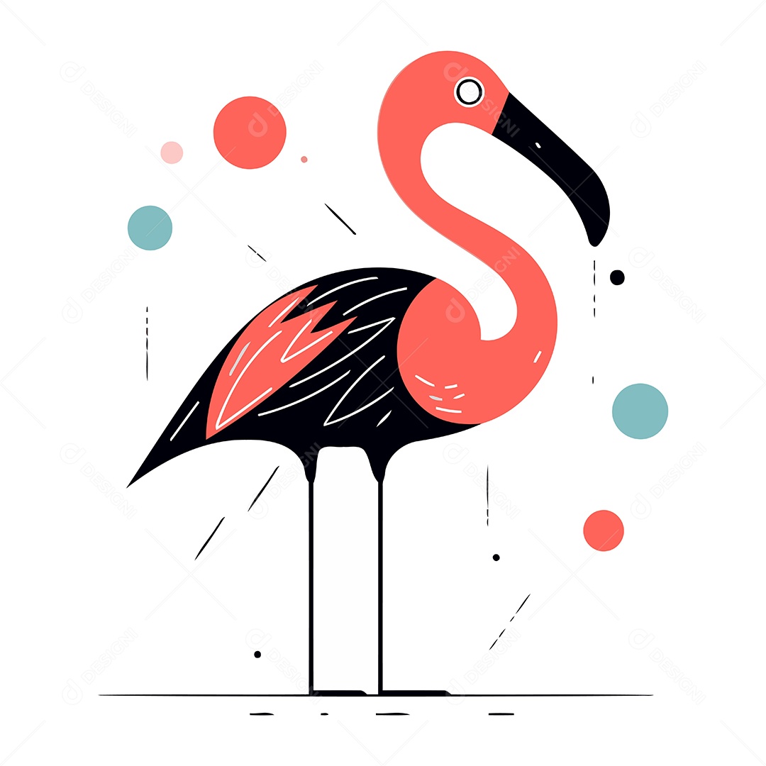 Flamingo de Desenho Animado Ilustração Vetor EPS