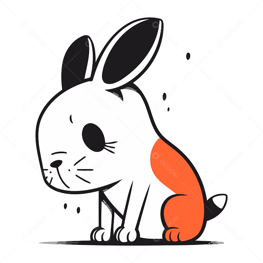 Coelho Fofo de Desenho Animado Ilustração Vetor EPS