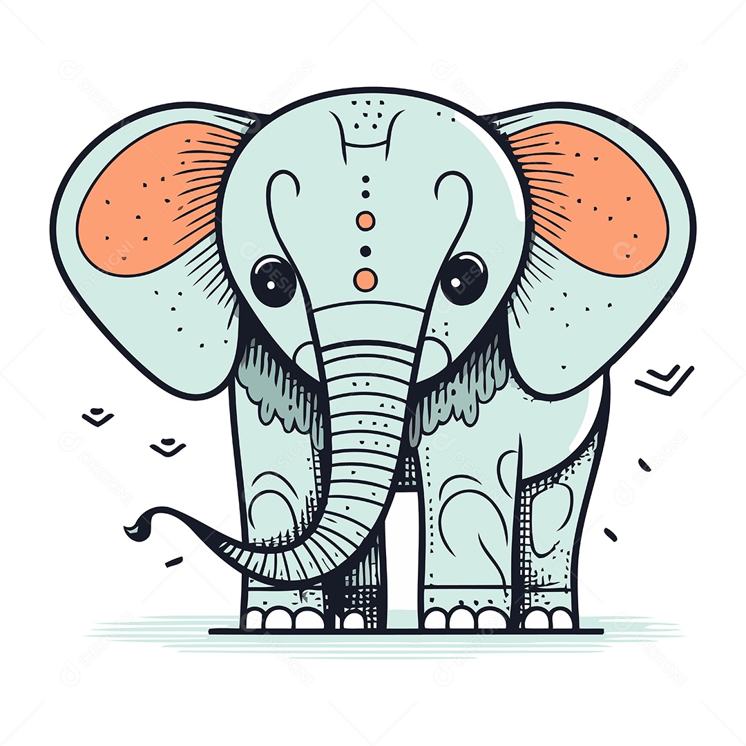 Elefante de Desenho Animado Ilustração Vetor EPS