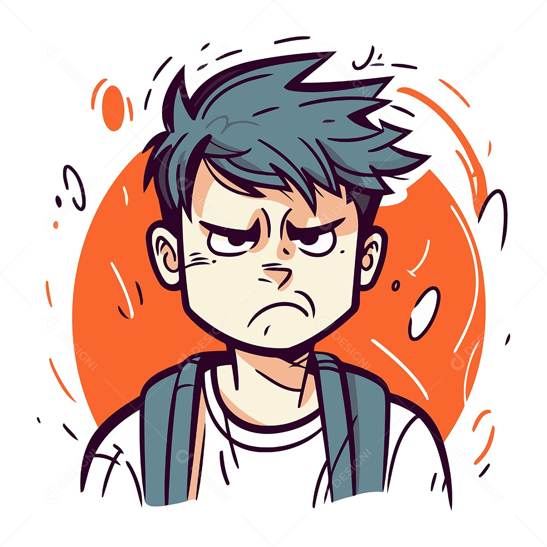 Garoto Bravo de Desenho Animado Ilustração Vetor EPS