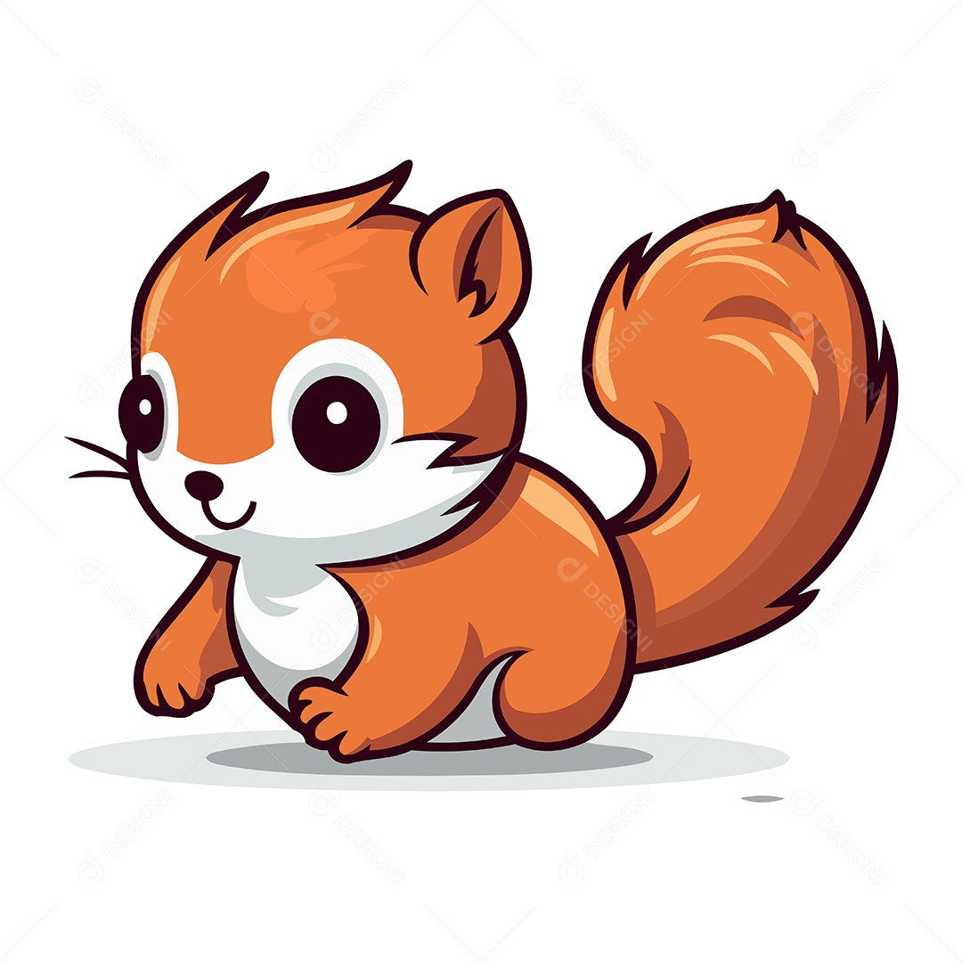 Esquilo Fofo de Desenho Animado Ilustração Vetor EPS