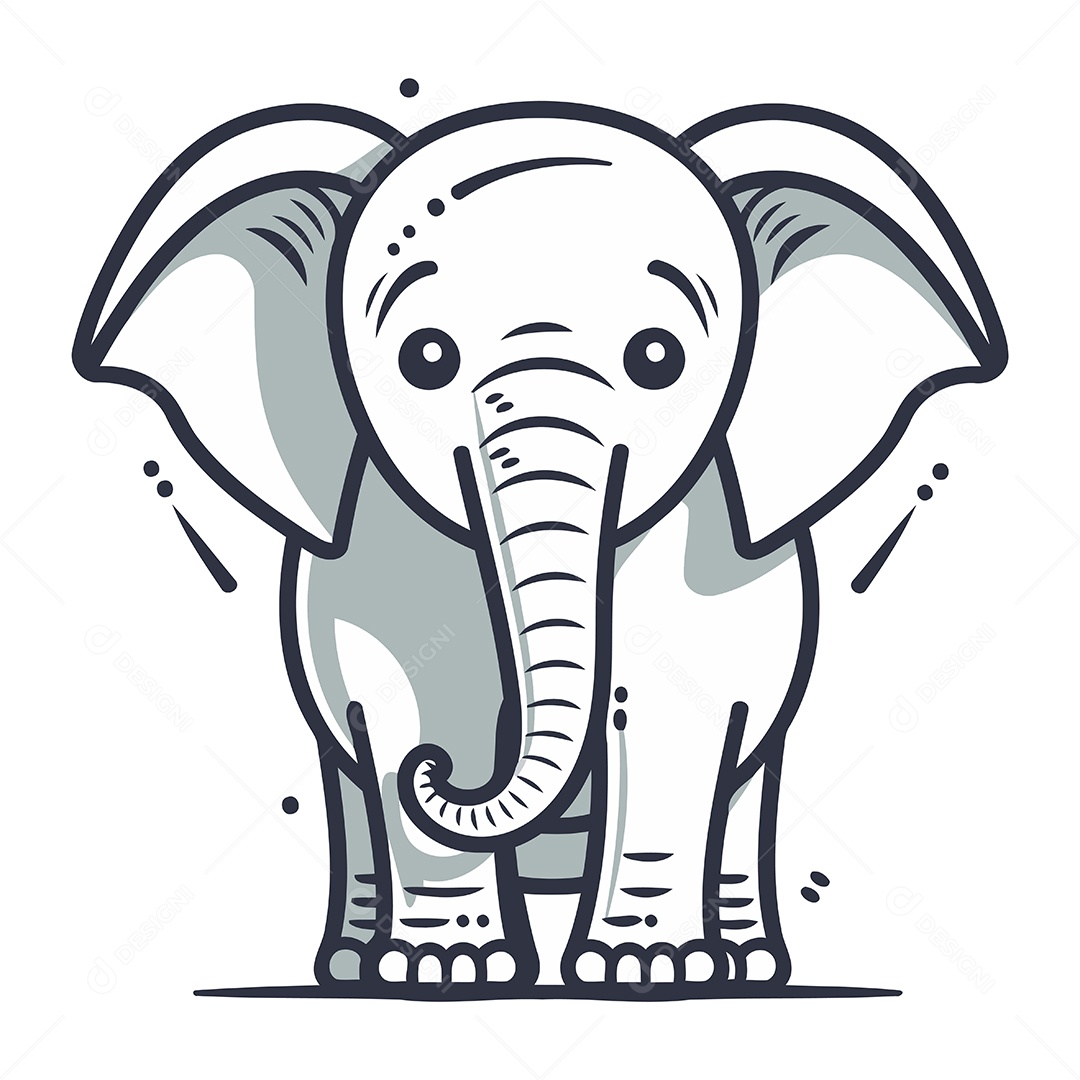 Elefante de Desenho Animado Ilustração Vetor EPS