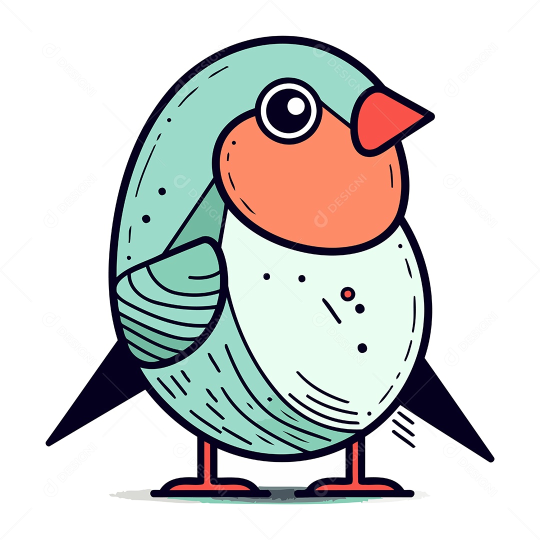 Pássaro Engraçado de Desenho Animado Ilustração Vetor EPS