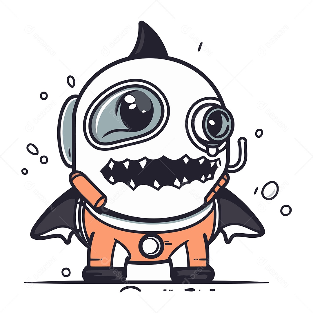 Monstro de Desenho Animado no Halloween Ilustração Vetor EPS