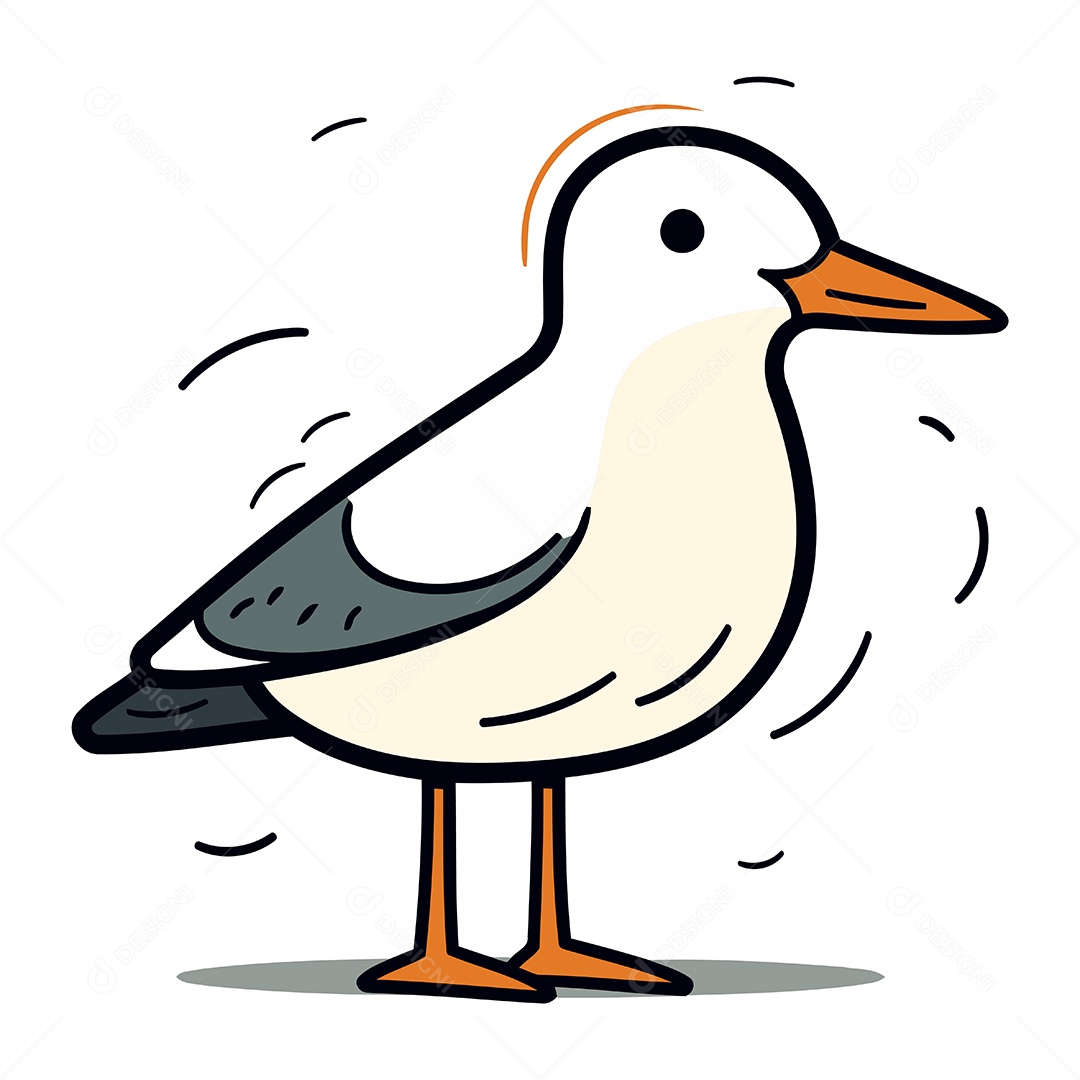 Gaivota Fofa de Desenho Animado Ilustração Vetor EPS