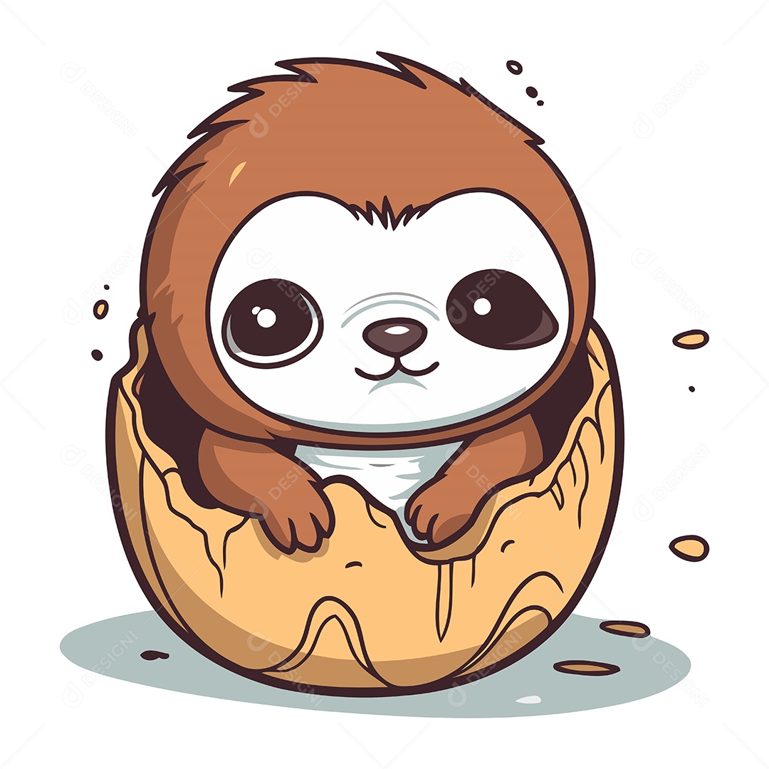 Preguiça Fofa de Desenho Animado Ilustração Vetor EPS