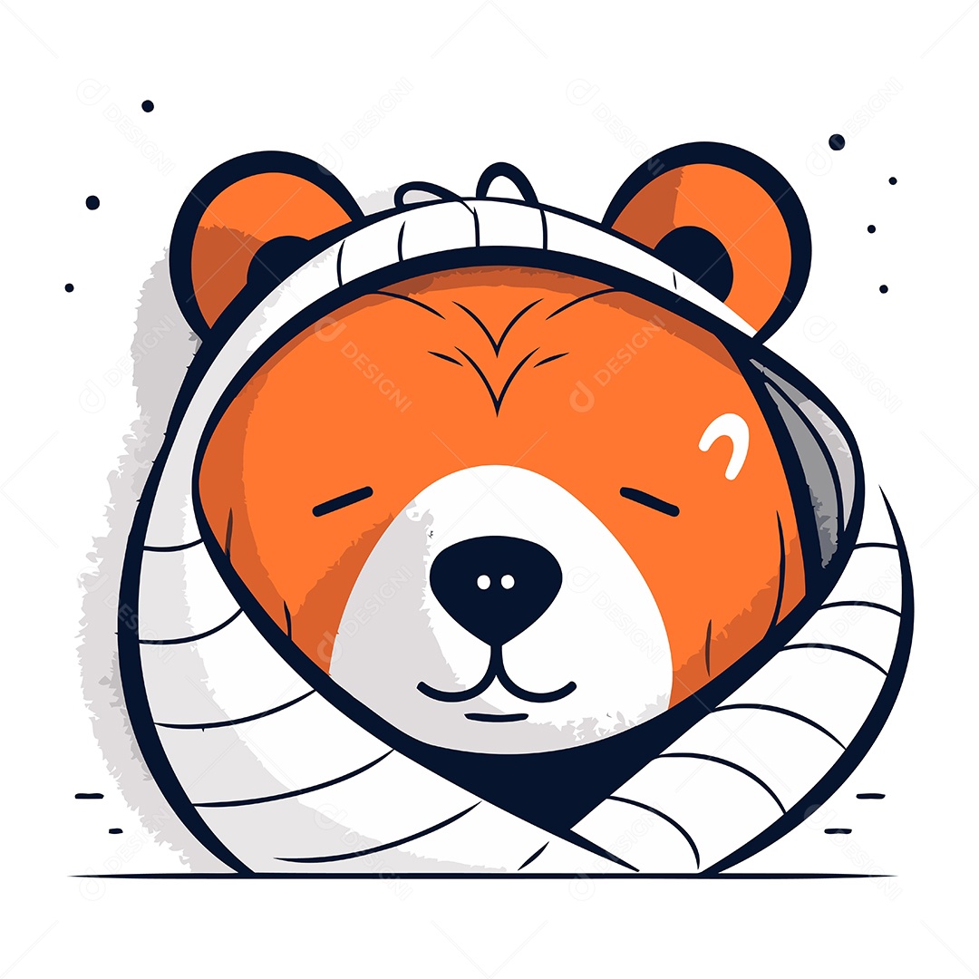 Cabeça de Urso Fofa Desenho Animado Ilustração Vetor EPS