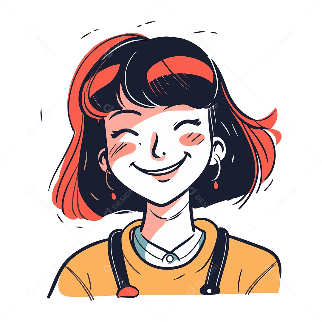 Mulher Jovem Sorridente Ilustração Vetor EPS