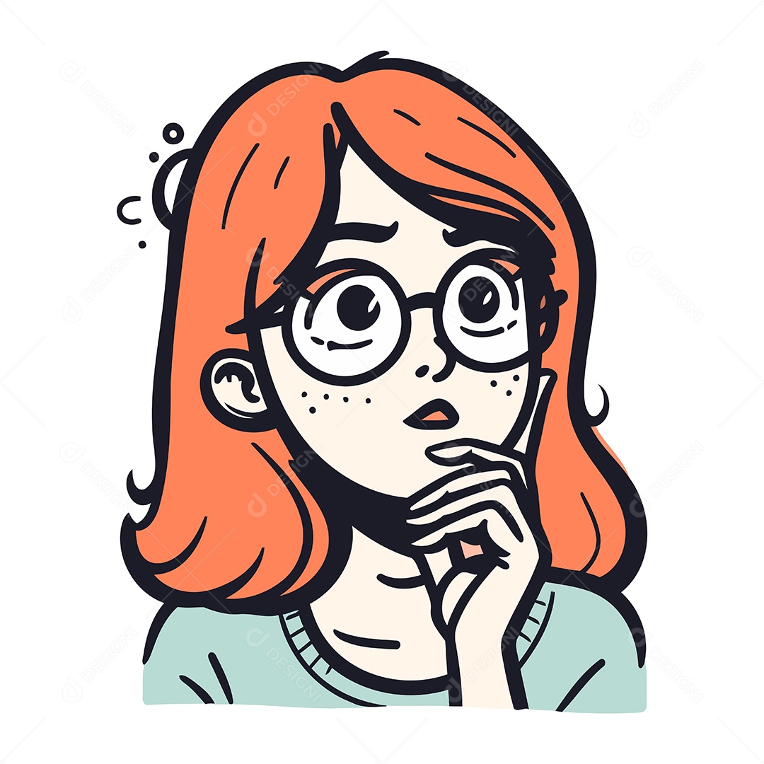 Jovem de Desenho Animado com Óculos Ilustração Vetor EPS