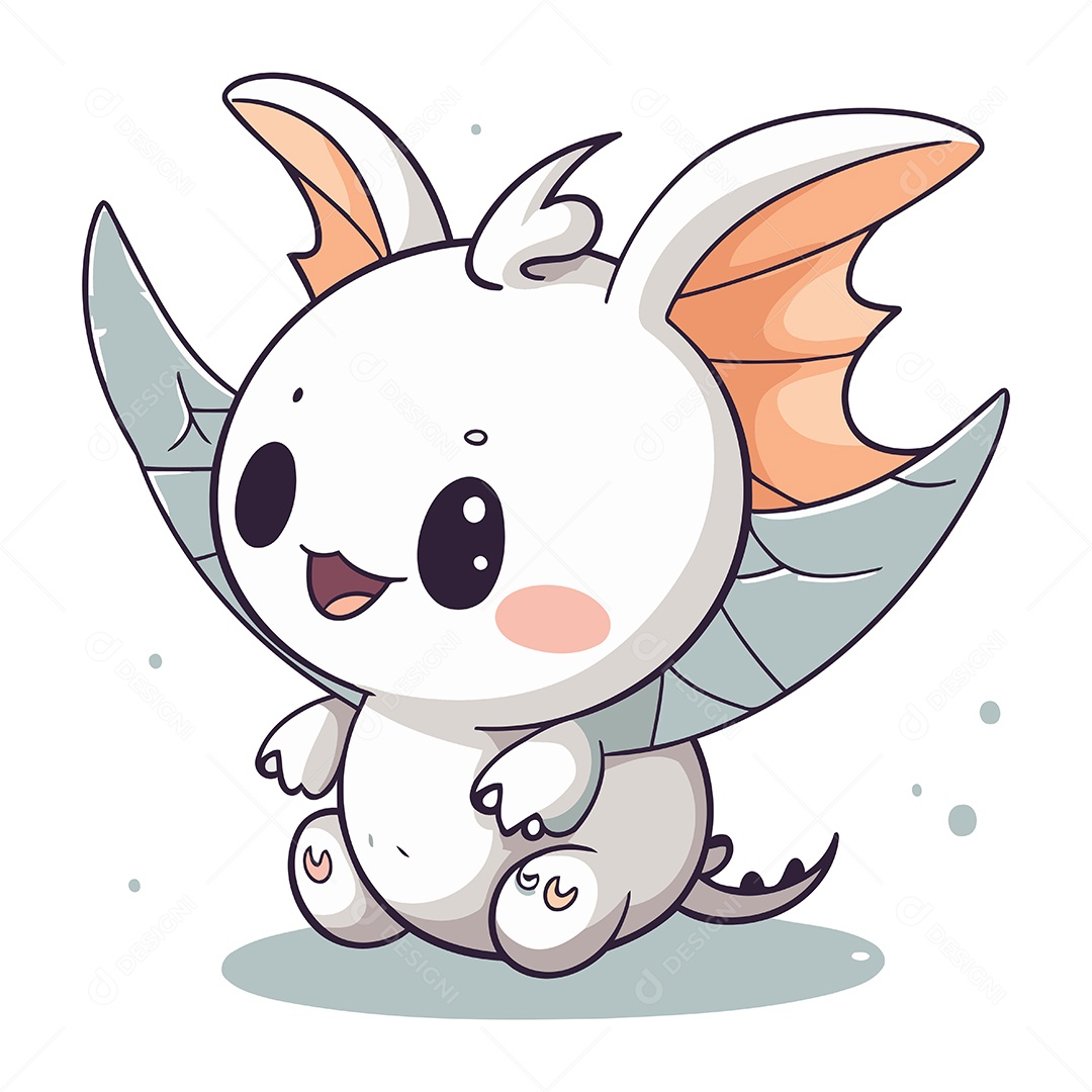 Monstro Fofo de Desenho Animado com Asas Ilustração Vetor EPS