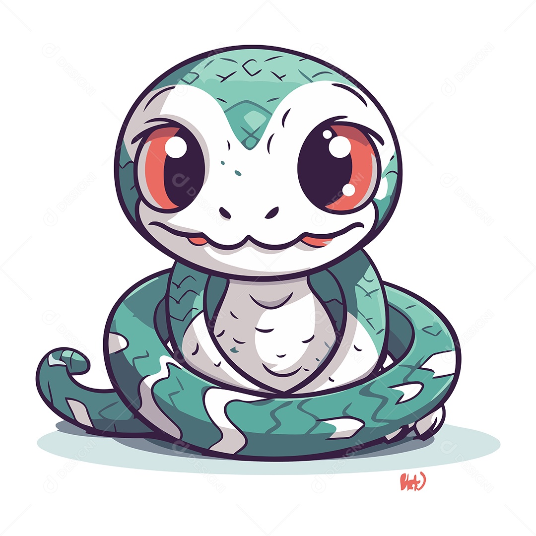 Cobra Fofa de Desenho Animado Ilustração Vetor EPS