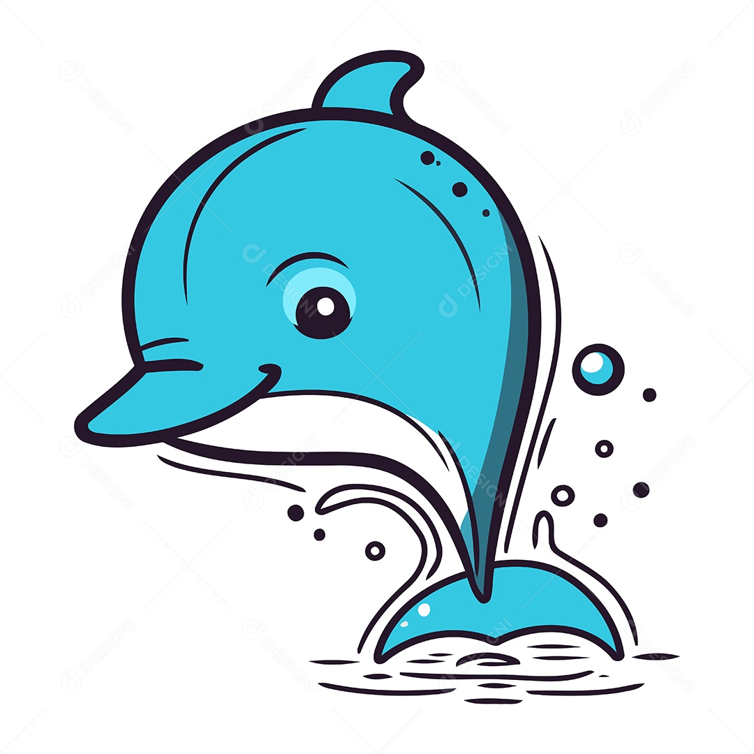 Golfinho de Desenho Animado Ilustração Vetor EPS