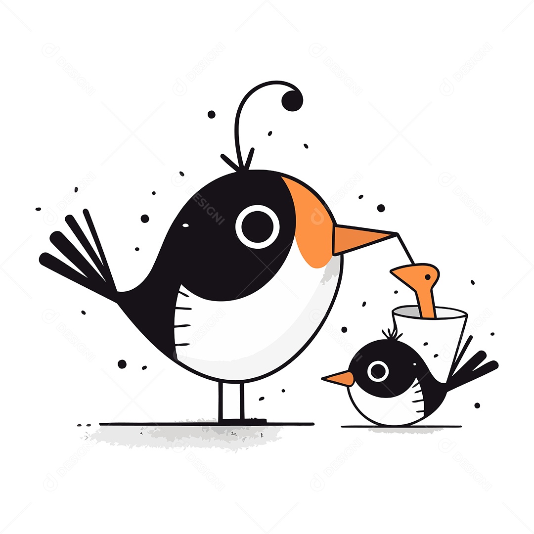 Pinguins de Desenho Animado Ilustração Vetor EPS