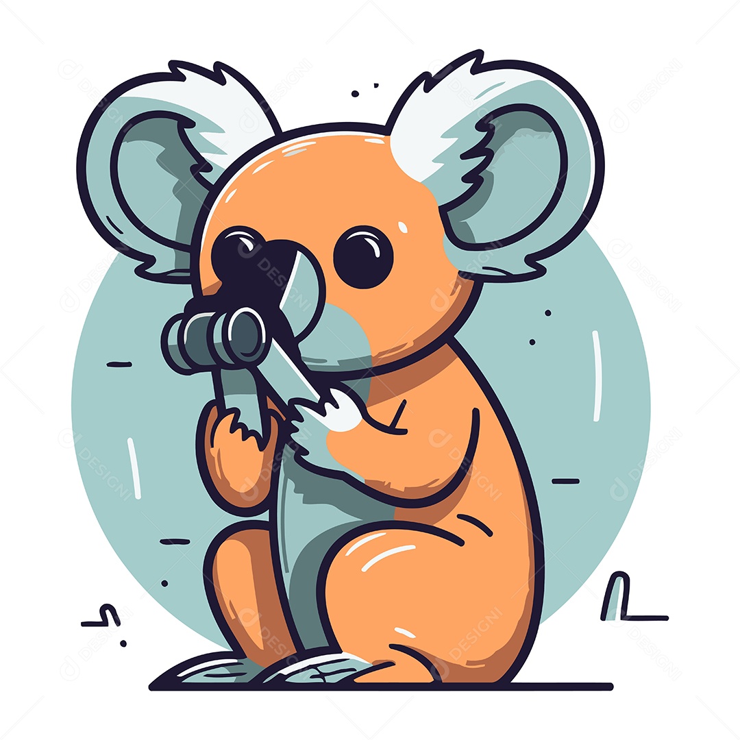 Coala Segurando um Binóculo Ilustração Vetor EPS