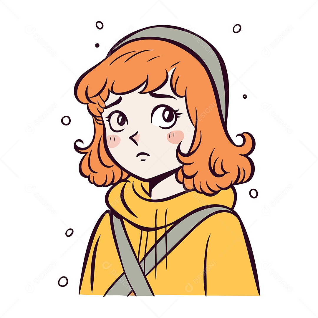 Garota de Desenho Animado com Cabelo Ruivo Ilustração Vetor EPS