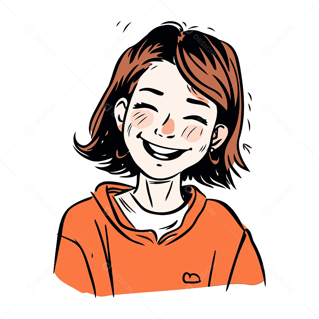 Jovem Sorridente de Desenho Animado Ilustração Vetor EPS