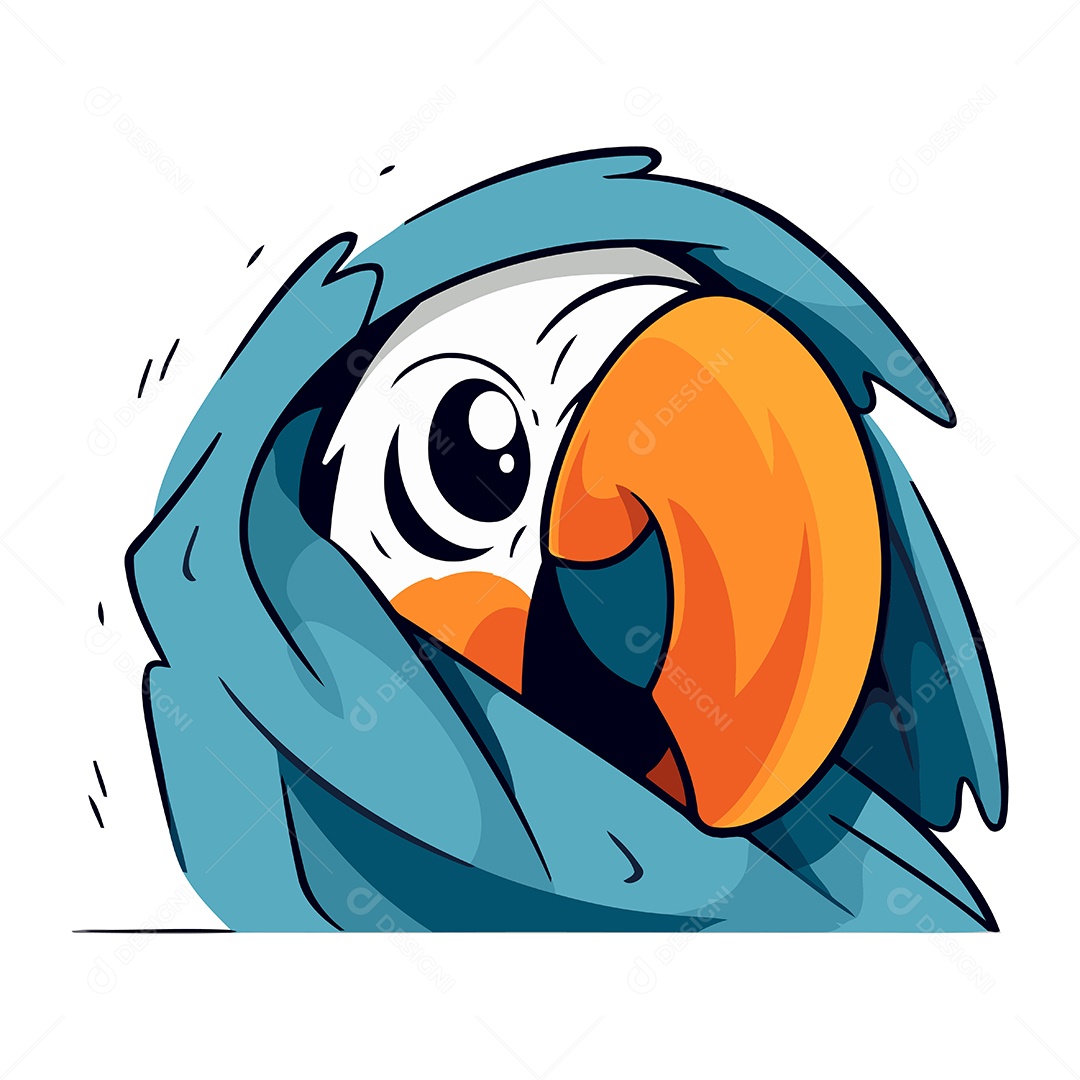 Papagaio de Desenho Animado com Cachecol Azul Ilustração Vetor EPS