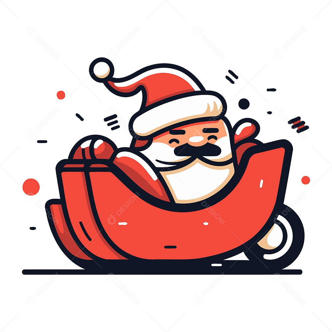 Papai Noel Andando de Scooter Ilustração Vetor EPS