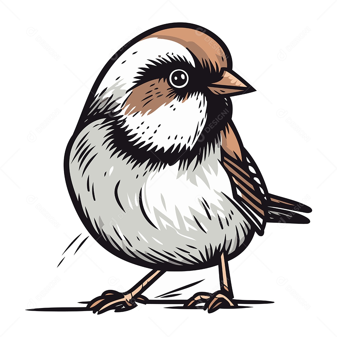 Pássaro Chapim de Desenho Animado Ilustração Vetor EPS