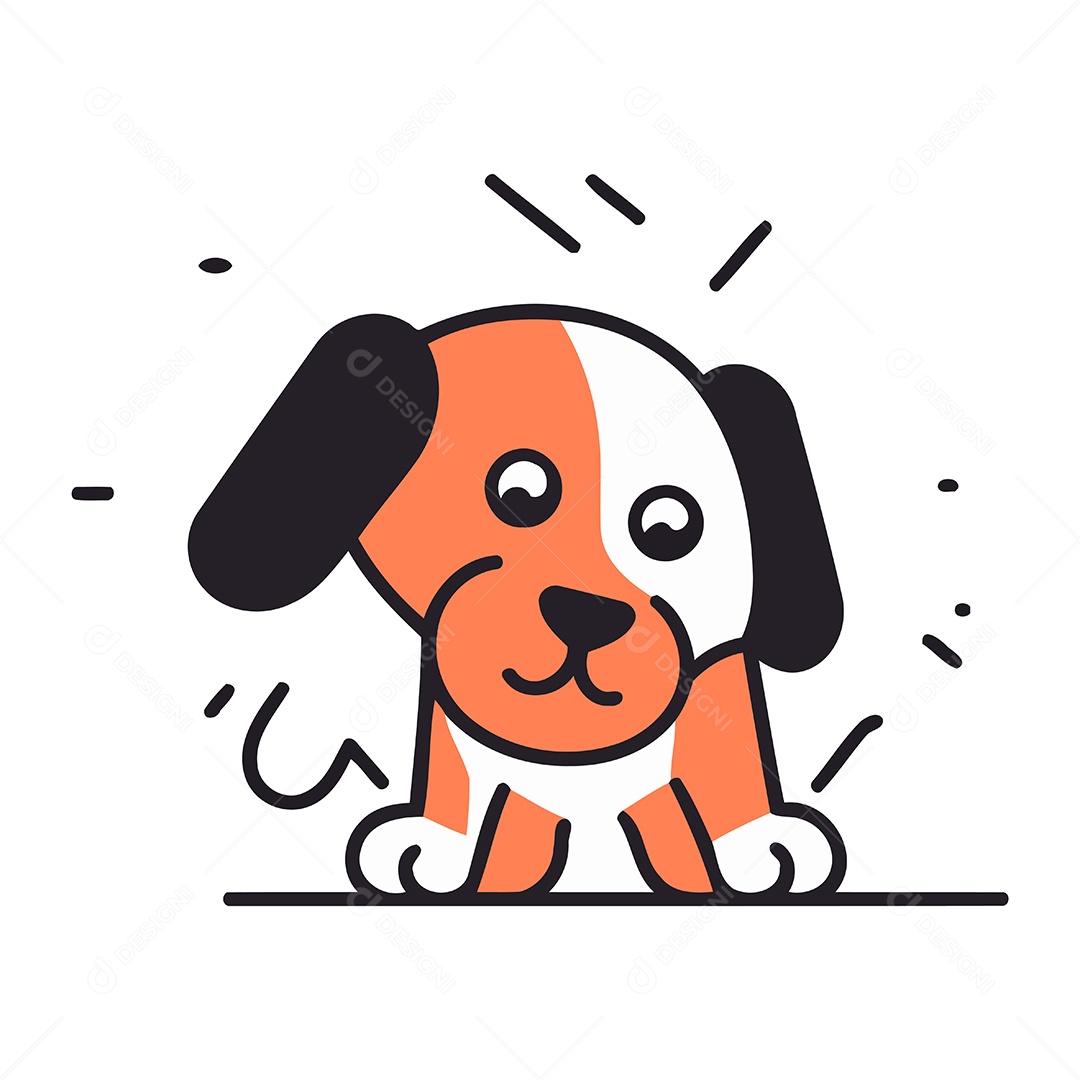 Cachorro Fofo de Desenho Animado Ilustração Vetor EPS